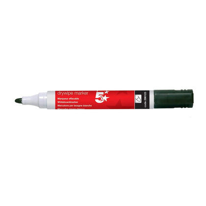 Pack of 12 5 Star Office Dry Wipe Black Markers