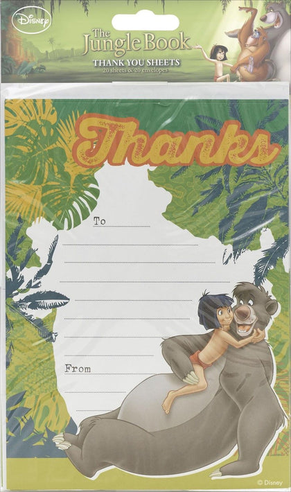 Pack of 20 Jungle Book Thank You Sheets
