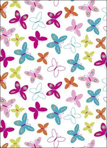 UK Greetings ' Pretty Butterfly ' Wrapping Paper Set - 2 X Sheets Gift Wrap & 2 X Tags - New