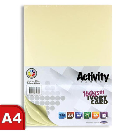 Pack of 250 Sheets A4 Ivory 160gsm Card by Premier Activity