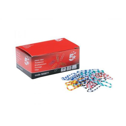 Box of 150 5 Star Office Paperclips Length 28mm Zebra Assorted Colours
