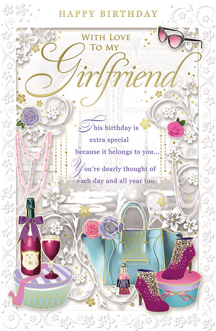 With Love To My Girlfriend Birthday Opacity Card