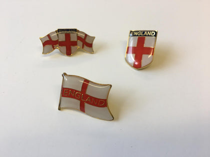 Pack of 3 Assorted England Pin Badges - World Cup Football St Georges
