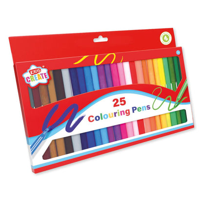 Pack of 25 Fibre Tip Colouring Pens by Kids Create
