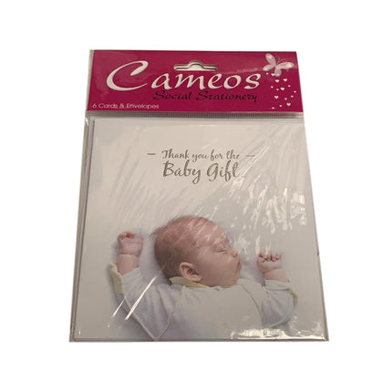 Pack of 6 Thank you for the Baby Gift Cards and Envelopes