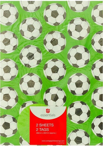 Football Design Gift Wrap 2 Sheets 2 Tags