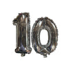 Silver Number 10 Foil Balloons With Ribbon and Straw for Inflating