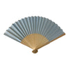 Light Blue Fabric Foldable Hand Held Bamboo Wooden Fan