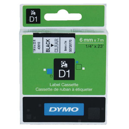 Dymo 43610 D1 LabelManager Tape 6mm x 7m Black on Clear S0720770