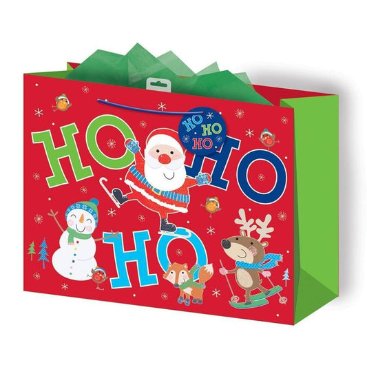 Pack of 12 Ho Ho Ho Design Christmas Large Gift Bags