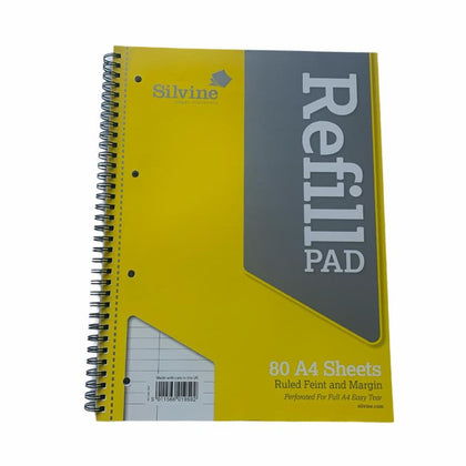 A4 Perforated Side Wirebound Refill Pad Ruled Feint and Margin {DC}