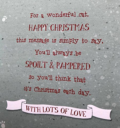 To The Cat Cute Glitter Finish Christmas Greeting Card