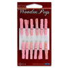 Pack of 12 Pink Glitter Christmas Wooden Pegs by Icon Craft