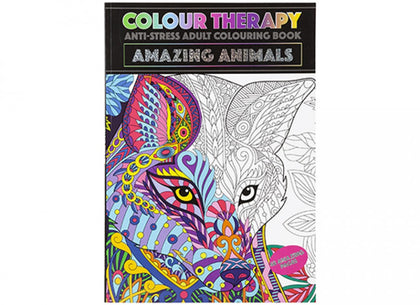 A4 48 Pages Amazing Animals Colour Therapy Book