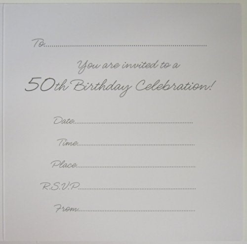 Pack of 6 50th Birthday Champagne Bottle Design Party Invitations Cards
