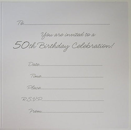 Pack of 6 50th Birthday Champagne Bottle Design Party Invitations Cards
