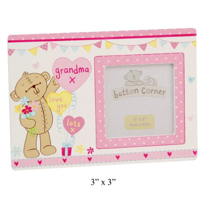 Button Corner MDF Photo Frame 3x3 - Grandma Quality Birthday Gift