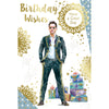 Birthday Wishes Have a Great Day Open Male Gentleman Design Celebrity Style Greeting Card