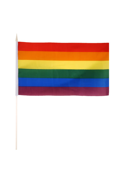 Rainbow Gay Pride LGBTQ+ Hand Flag With Stick