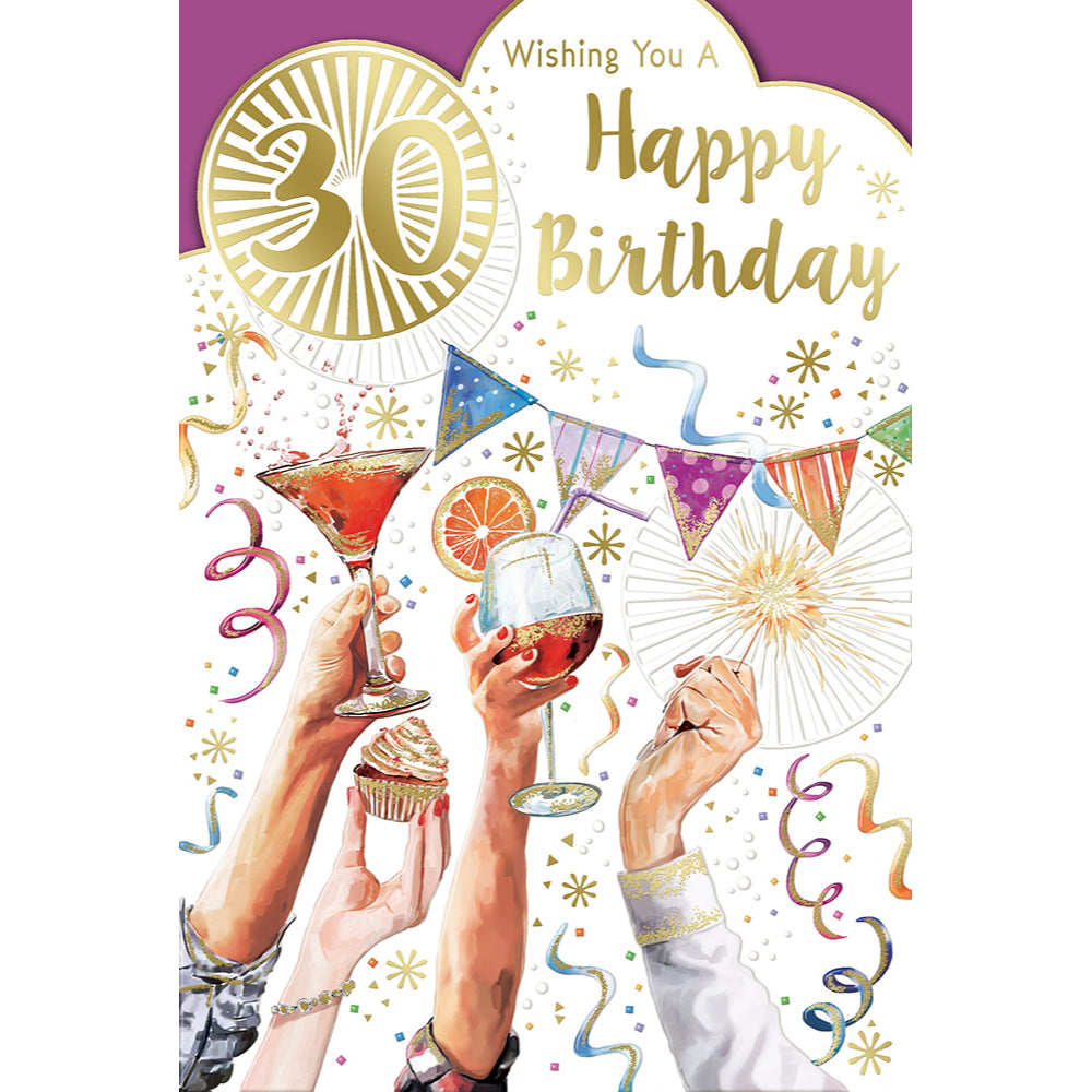 Wishing You a 30th Happy Birthday Open Unisex Celebrity Style Greeting Card