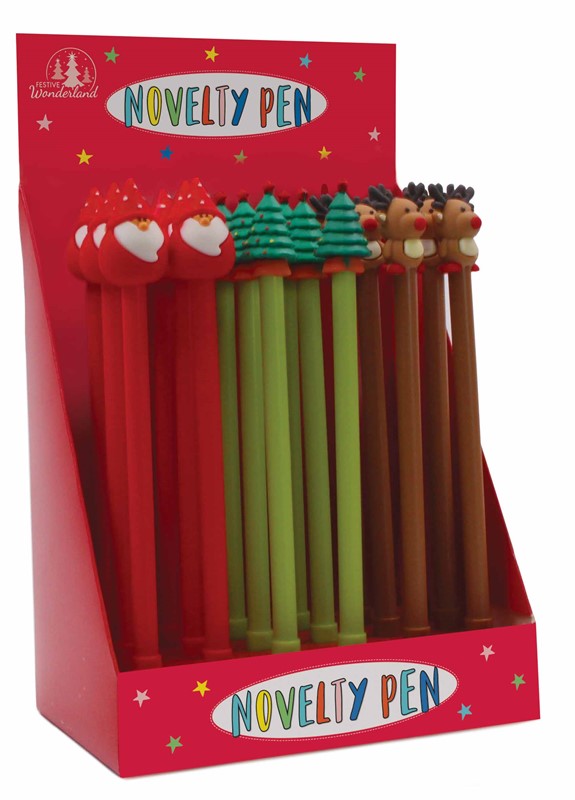 Single Christmas Novelty Rubber Topper Pen