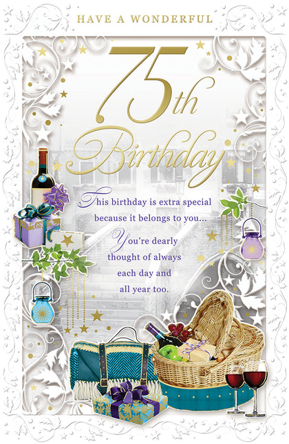 Have a Wonderful 75th Birthday Open Male Opacity Card