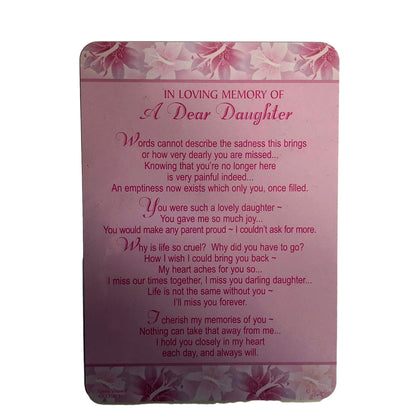 Loving Memory Graveside Memorial Card of a Dear Daughter