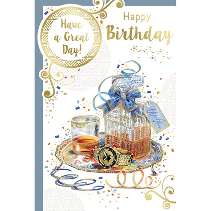 Happy Birthday Have a Great Day Open Male Birthday Celebrity Style Greeting Card