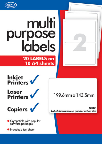 10 Sheets of Multipurpose Printer Labels 24 Per Sheet