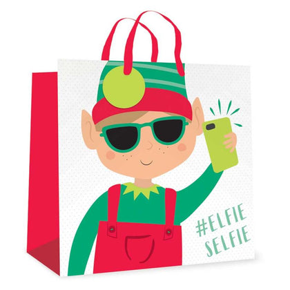 Elfie Selfie Design Midi Jumbo Size Christmas Gift Bag