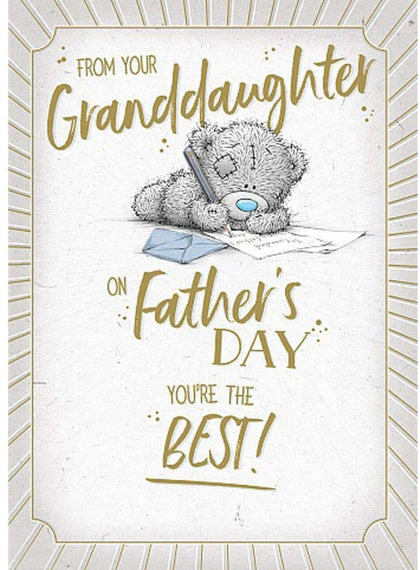 Bear Writing Design Father's Day Card From Granddaughter