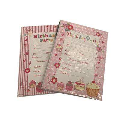 Pack of 20 Cake and Floral Design Party Invitation Sheets