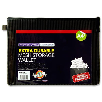 A4+ Extra Durable Jet Black Mesh Expanding Wallet
