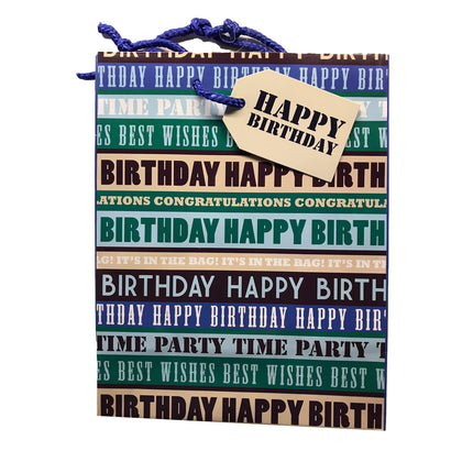 Pack of 12 Text Design Medium Birthday Gift Bags