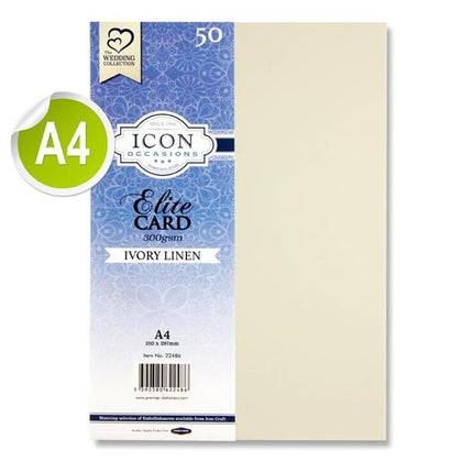 Pack of 50 A4 300gsm Ivory Linen Card by Icon Occasions