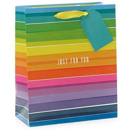 Collage Medium Gift Bag Rainbow Stripes Just for You