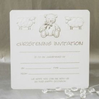 Pack of 10 Christening Invitations with Envelopes