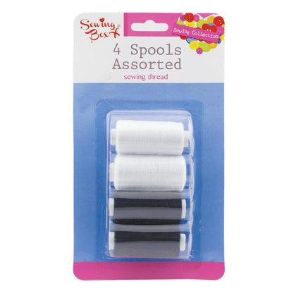 4 Spools of Assorted Sewing Thread Black and White
