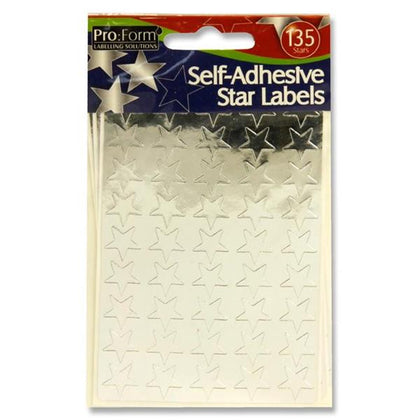 Pack of 135 Self Adhesive Silver Stars Labels by Pro:Form