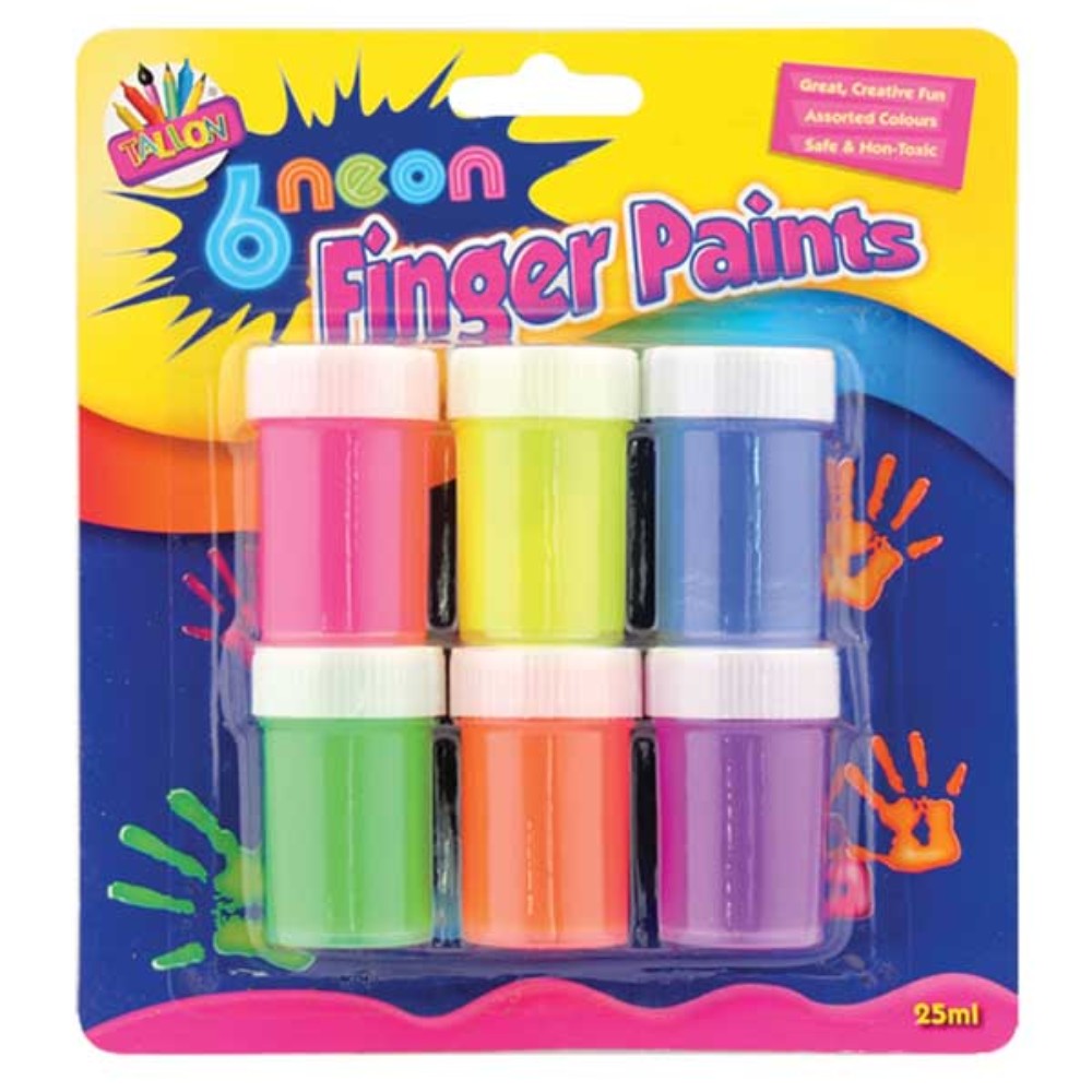 6 Neon Colour Finger Paint Pots