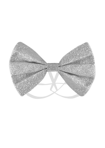 Bow Tie Glitter 12 x 7cm Silver