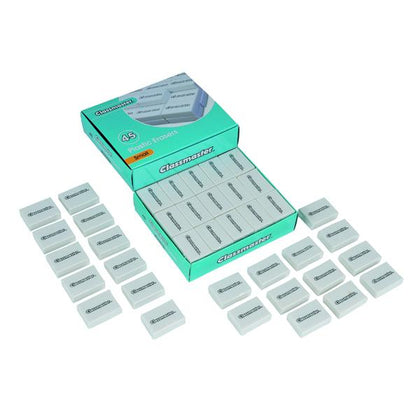 Pack of 45 Classmaster Plastic White Erasers