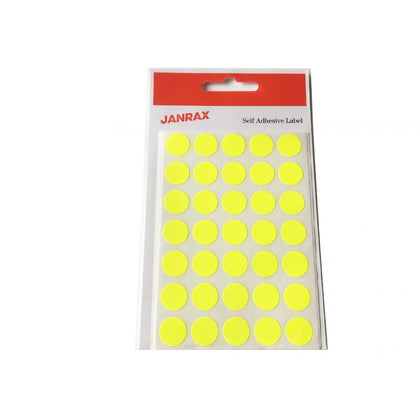 Pack of 140 Fluorescent Yellow 13mm Round Labels - Stickers