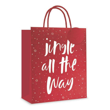 Pack of 12 Large Red Christmas Gift Bags - Jingle All The Way