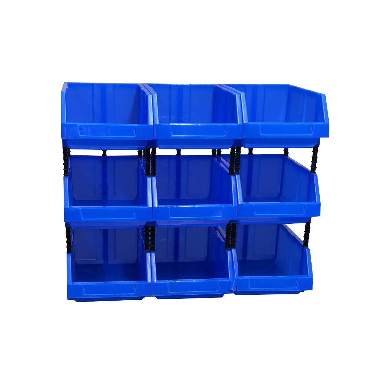 Set of 30 Stackable Blue Storage Pick Bin with Riser Stands 400x245x154mm