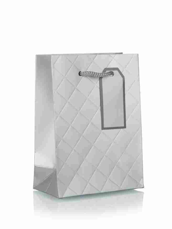 Small Silver Quilted Gift Bag