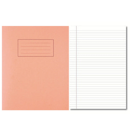 Pack of 100 229x178mm Orange Exercise Books 80 Pages - Feint Ruled with Margin