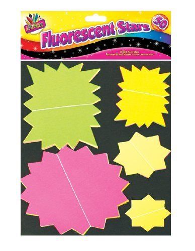 50 Assorted Coloured Fluorescent Stars