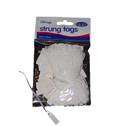 Pack of 200 Strung Tags 9 x 24mm