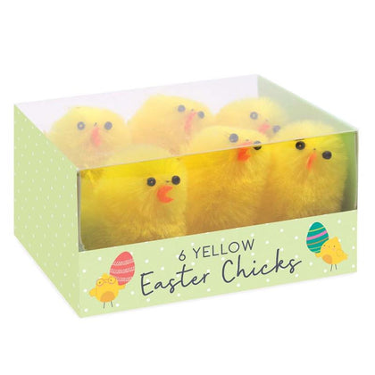 Pack of 6 Medium Chenille Chick Easter Decorations